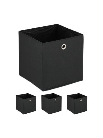 relaxdays 4 x Aufbewahrungsbox in Schwarz - (B)30 x (H)30 x (T)30 cm