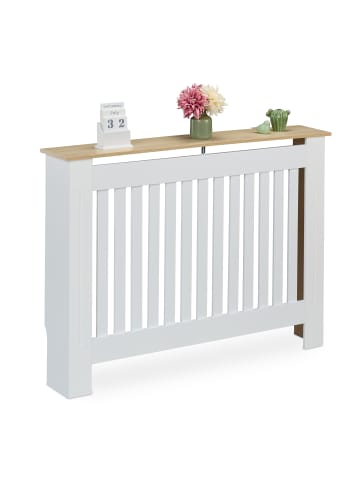 relaxdays Heizkörperverkleidung in Weiß - (B)112 x (H)83 x (T)19 cm