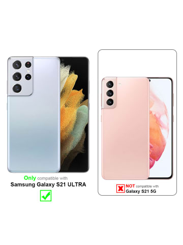 cadorabo Hülle für Samsung Galaxy S21 ULTRA Blumen Design in FLORAL BLAU