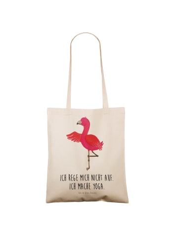 Mr. & Mrs. Panda Tasche Flamingo Yoga mit Spruch in Creme