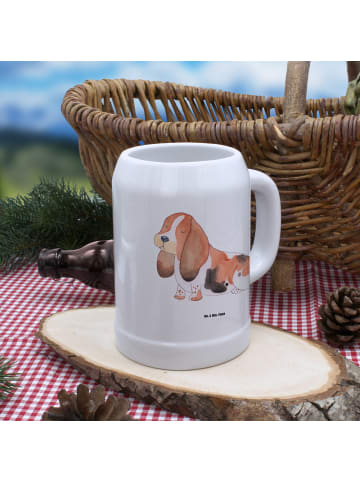 Mr. & Mrs. Panda Bierkrug Hund Basset Hound ohne Spruch in Weiß