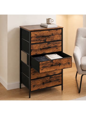 relaxdays Kommode in Braun/ Schwarz - (B)45 x (H)94 x (T)30 cm