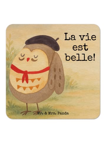 Mr. & Mrs. Panda Tischuntersetzer Eule Frankreich Design mit Spruch in Weiß
