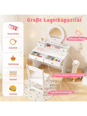 COSTWAY 2 in 1 Kinder Schminktisch Set in Weiß