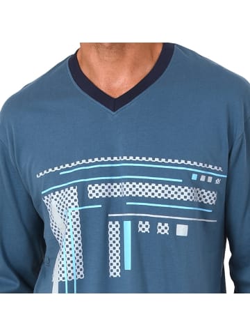 NORMANN Single-Jersey Schlafanzug in jeansblau