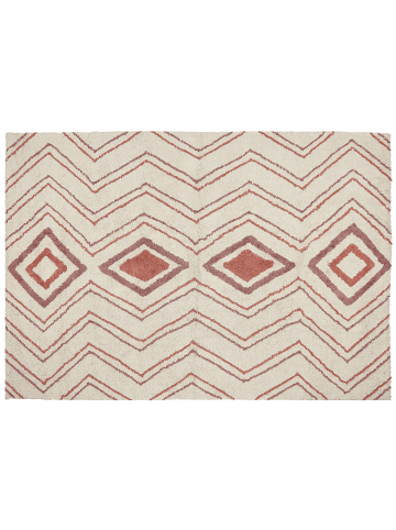 Beliani Kurzflor KASTAMONU in Beige/Rosa/Rot - (W) 160 x (H) 1.4 x (L) 230 cm
