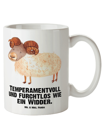 Mr. & Mrs. Panda Große Teetasse Sternzeichen Widder mit Spruch in Weiß