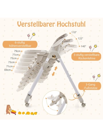 COSTWAY Hochstuhl für 6-36 Monate in Beige