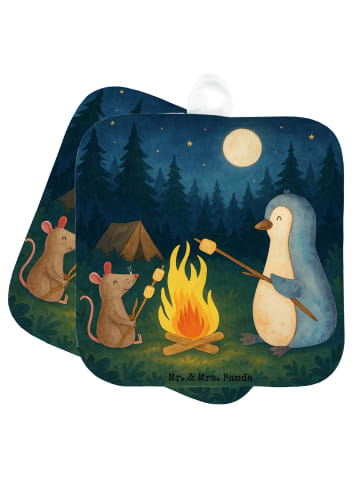 Mr. & Mrs. Panda Topflappen Pinguin Lagerfeuer Design ohne Spruch in Weiß