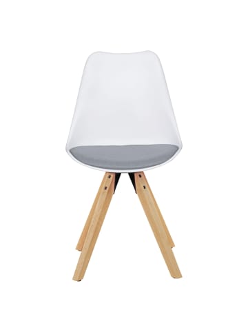 KADIMA DESIGN 2er Set Retro Esszimmerstuhl LIMA weiß/grau in Weiß-Grau