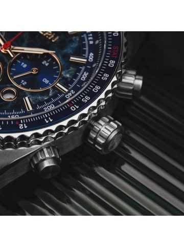 Holzkern Herrenuhr Chronograph Openhorizon Marmor Blau