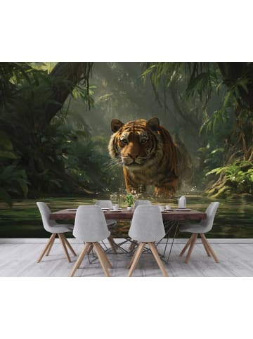 WALLARENA Fototapete Tiger in Grün