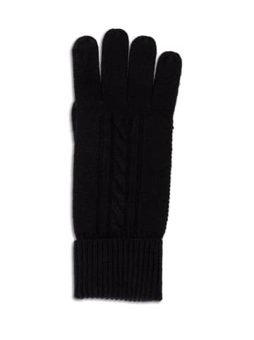 CASH-MERE.CH Bio Handschuhe mit Zopfmuster in Schwarz
