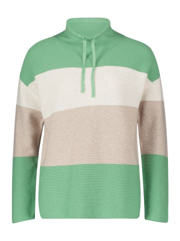 BETTY & CO Strickpullover mit Color Blocking in Green-Nature