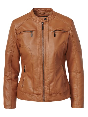 KOROSHI WATTIERTE JACKE MIT LEDEREFFEKT in beige