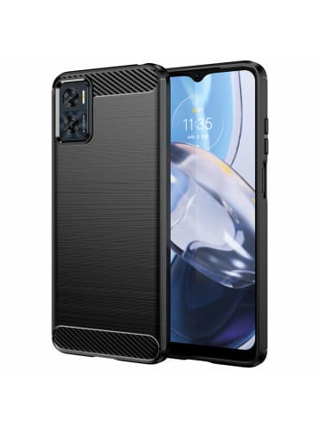 COFI 1453 Carbon Case Hülle kompatibel mit Motorola Moto E22 schwarz in Schwarz
