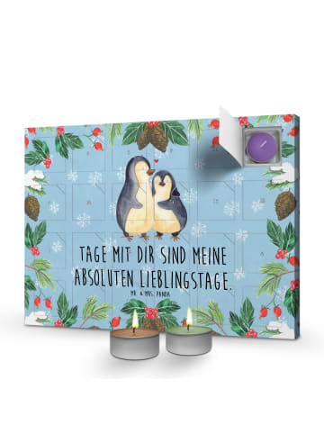Mr. & Mrs. Panda Duftkerzen Adventskalender Pinguin umarmen mit ... in Eisblau