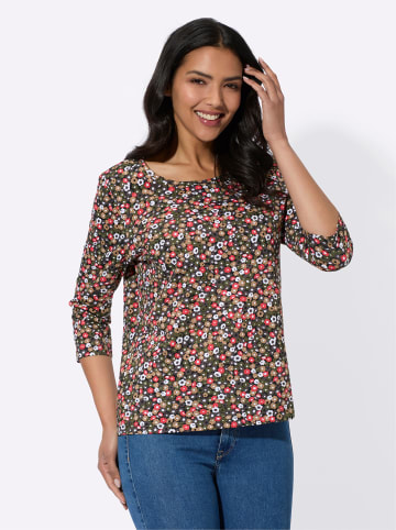 Sieh an! 3/4-Arm-Shirt in grapefruit-oliv-bedruckt