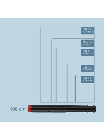 relaxdays Posterrolle in Schwarz/ Rot - (H)50-108 x Ø 8,5 cm