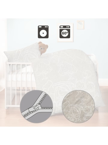Biberna Melange-Flanell Kinder-Bettwäsche in beige