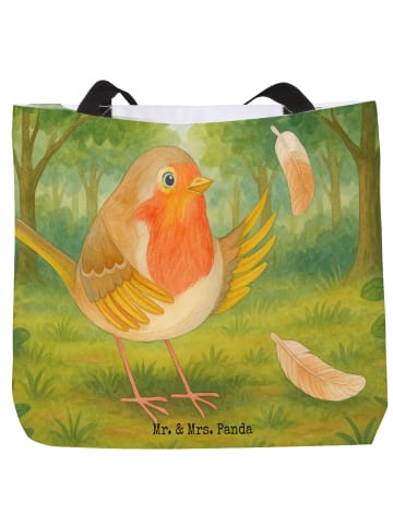 Mr. & Mrs. Panda Shopper Tasche Rotkehlchen Federn Design ohne S... in Weiß