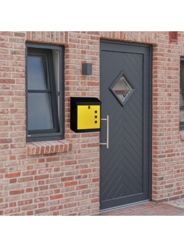 relaxdays Briefkasten in Schwarz Gelb