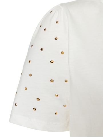 More & More Kurzarmshirt Nieten-Detail in off white