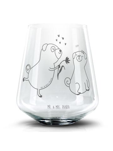 Mr. & Mrs. Panda Blümchentail Glas Mops Verliebt ohne Spruch in Transparent