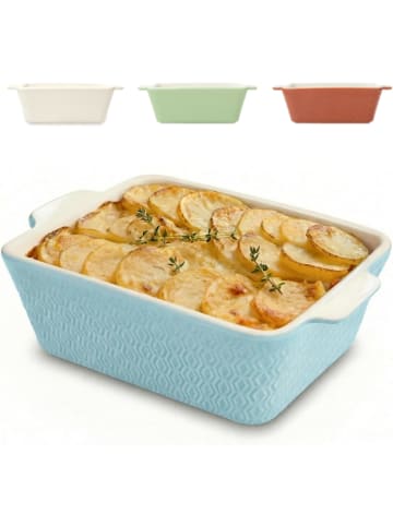 Praknu Auflaufform Keramik Blau 21cm – Backofen 280°C & Mikrowelle