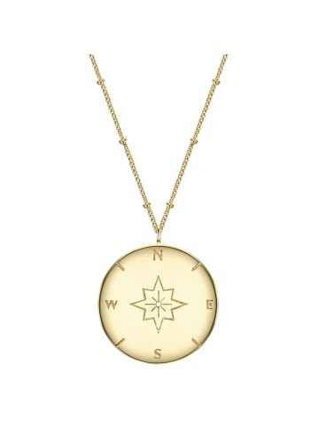 Glanzstücke München Halskette Kompass Sterling Silber in gelbgold