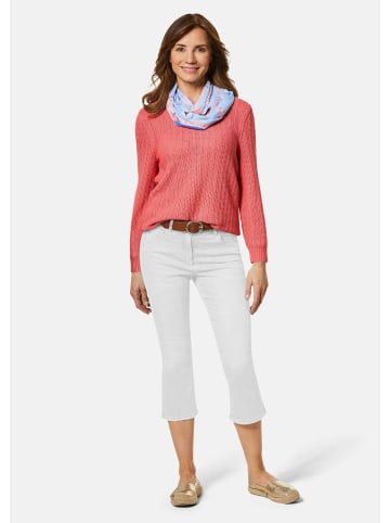 GOLDNER Kurzgröße:  Verkürzte Jeanshose, ausgestellter Saum in weiß