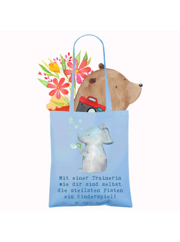 Mr. & Mrs. Panda Tragetasche Skifahren Trainerin mit Spruch in Sky Blue