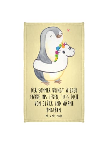 Mr. & Mrs. Panda Gästehandtuch Sommerfarben mit Spruch in Gelb Pastell