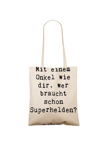 Mr. & Mrs. Panda Tote Bag Spruch Super-Onkel mit Spruch in Creme