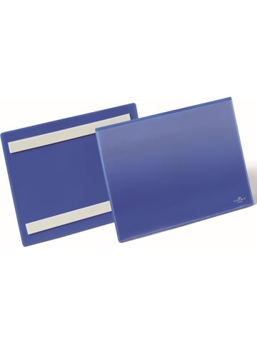 Durable Etikettentaschen selbstklebend A5 quer blau Packung mit 50 Stück