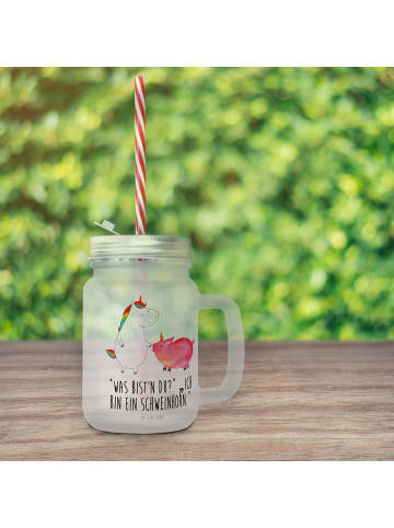 Mr. & Mrs. Panda Glas Einhorn Schwein mit Spruch in Transparent