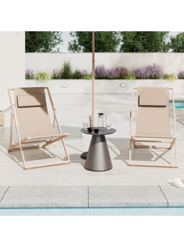 home24 Liegestuhl Nivi 2er-Set in Beige