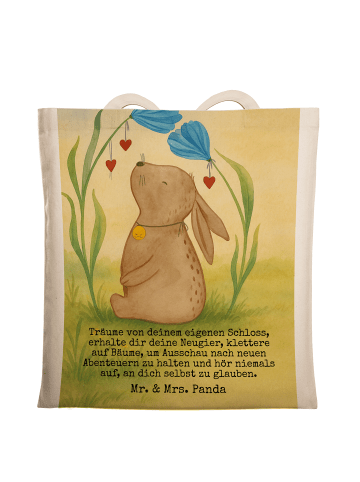 Mr. & Mrs. Panda Tragetasche Hase Blume Design mit Spruch in Weiß