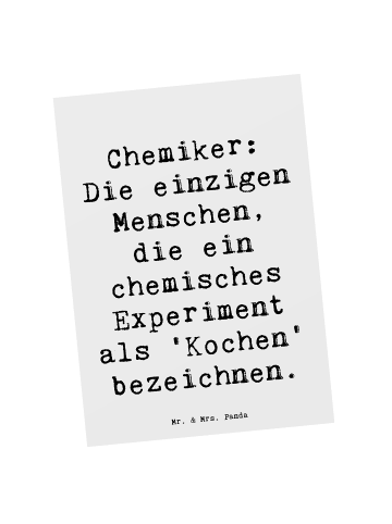 Mr. & Mrs. Panda Postkarte Spruch Chemiker Koch mit Spruch in Weiß