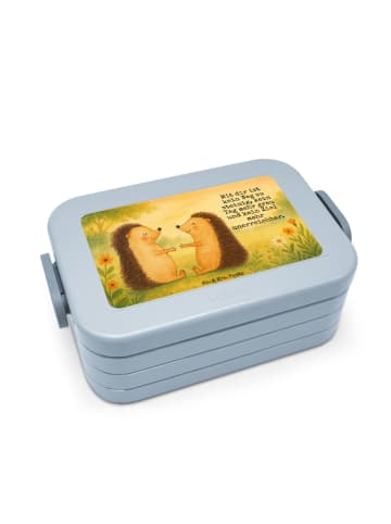 Mr. & Mrs. Panda Lunchbox Igel Liebe Design mit Spruch in Blau Pastell