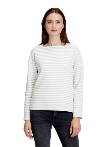 BETTY & CO Sweatshirt mit U-Boot-Ausschnitt in Grau/Weiß