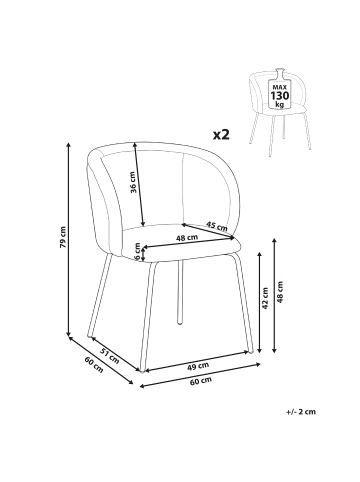 Beliani 2er-Set Esszimmerstuhl SARASOTA in Grün/Schwarz