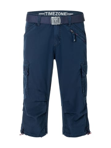 Timezone Cargo Shorts Wadenlang inkl. Gürtel Reißverschluss Loose Fit in Blau