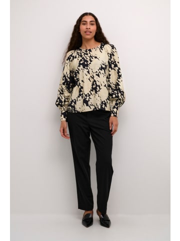 Kaffe Langarm-Bluse KAlouise in Black/Sand Graphic Cloud