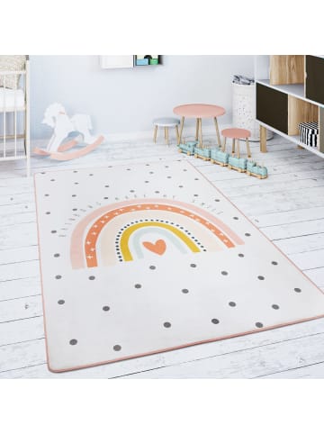 KADIMA DESIGN Kinderteppich waschmaschinenwaschbar Regenbogen Kinderzimmer in Creme