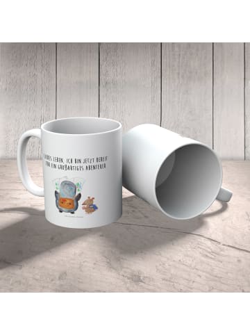 Mr. & Mrs. Panda Plastikbecher Pinguin & Maus Wanderer mit Spruch in Weiß