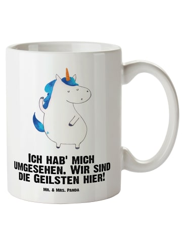 Mr. & Mrs. Panda Riesentasse Einhorn Mann mit Spruch in Weiß