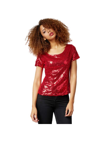 tectake Damen-Shirt mit kurzen Ärmeln und Rundhalsausschnitt, bordeaux