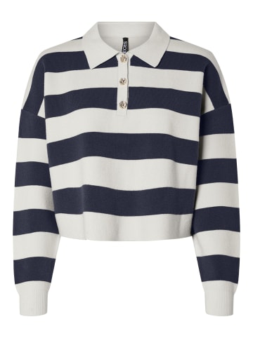 Pieces Polohemd aus Strick in Maritime Blue