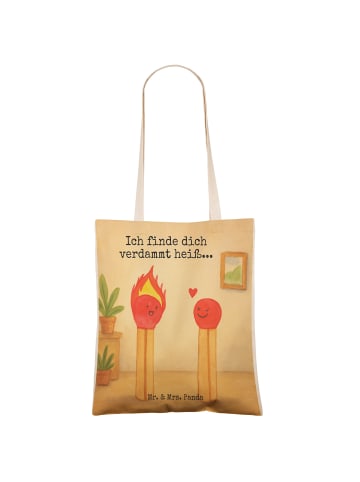 Mr. & Mrs. Panda Shopping Bag Streichhölzer Design mit Spruch in Weiß